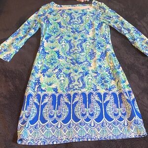 Lilly Pulitzer Blue and Green Seahorse Print Dress